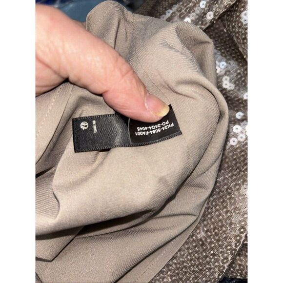 KHY Sequin Maxi Dress Champagne XS Kylie Jenner Long Sleeve Low Back Lined - Picture 11 of 16